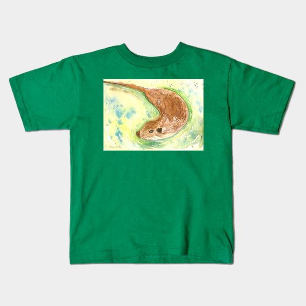 Swimming Otter Kids T-Shirt by Casimirasquirkyart